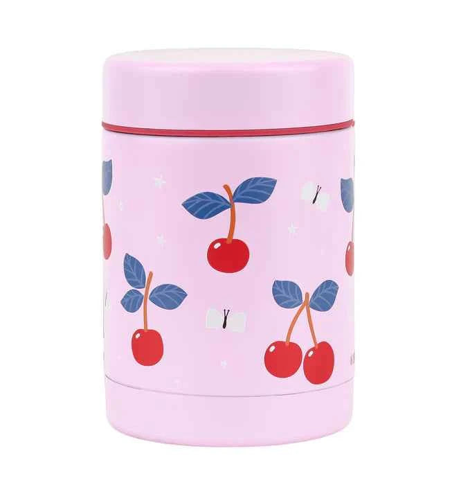 A Little Lovely Company | Pot alimentaire en acier inoxydable isolé aux cerises