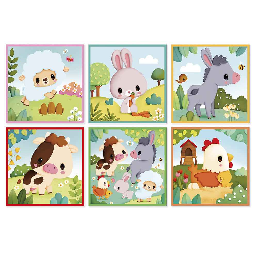 Janod | 9 Cardboard Blocks with Farm Animals