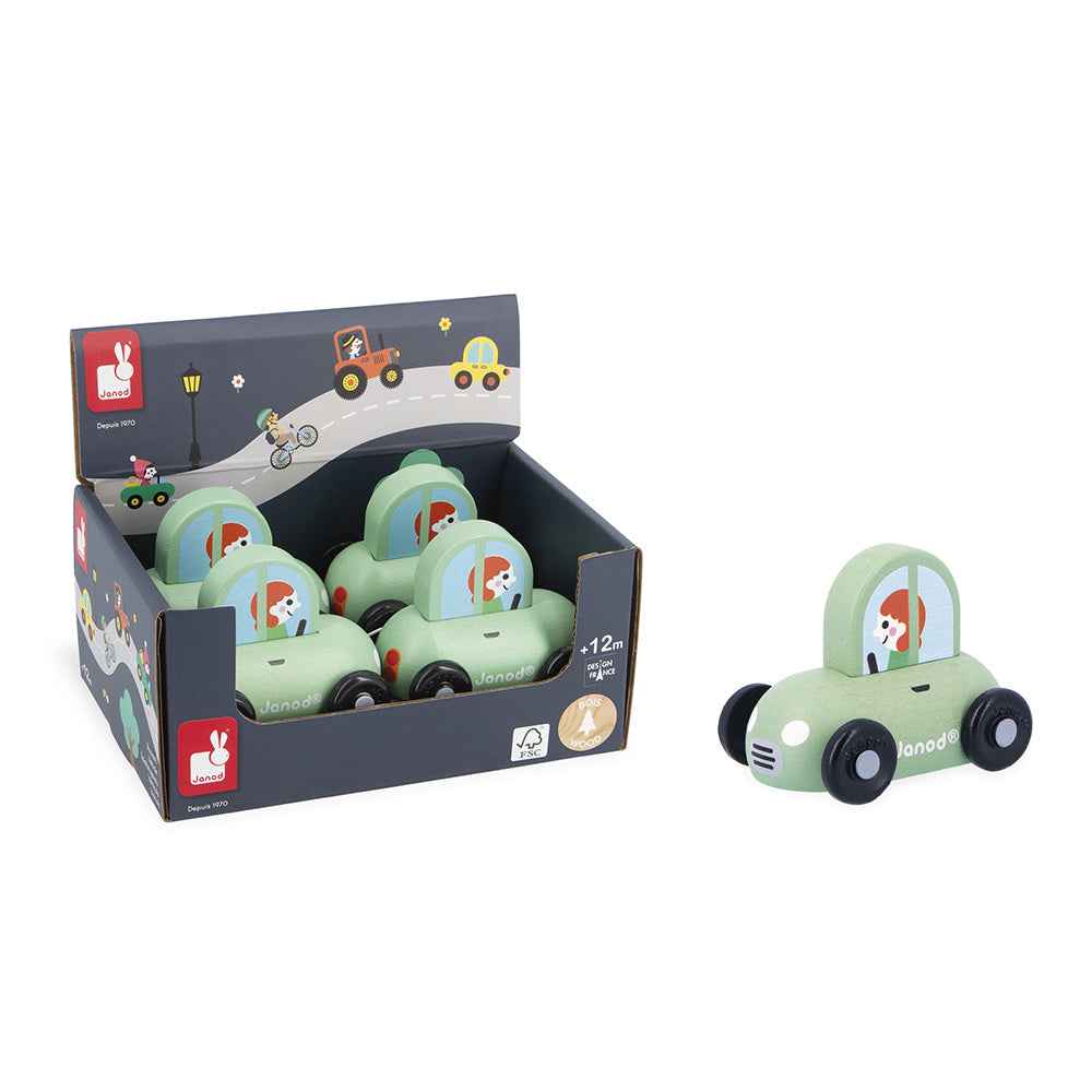 Janod | Cross Roads - Green Wooden City Car