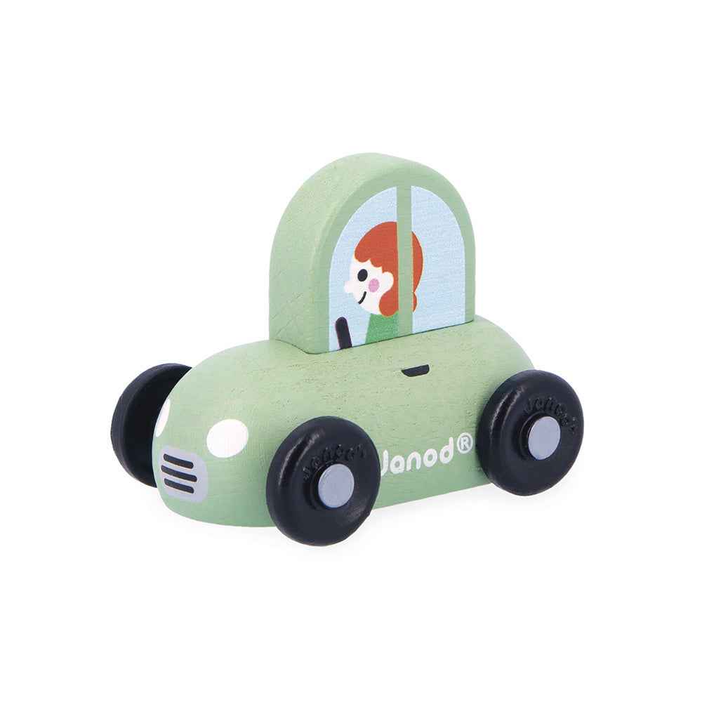 Janod | Cross Roads - Green Wooden City Car