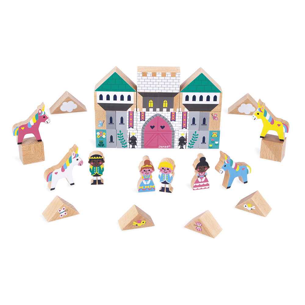 Janod | Cross Roads - Enchanted Kingdom 37-Piece Wooden Block Set