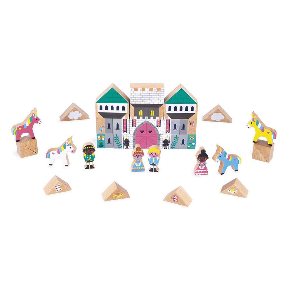 Janod | Cross Roads - Enchanted Kingdom 37 Wooden Blocks Set
