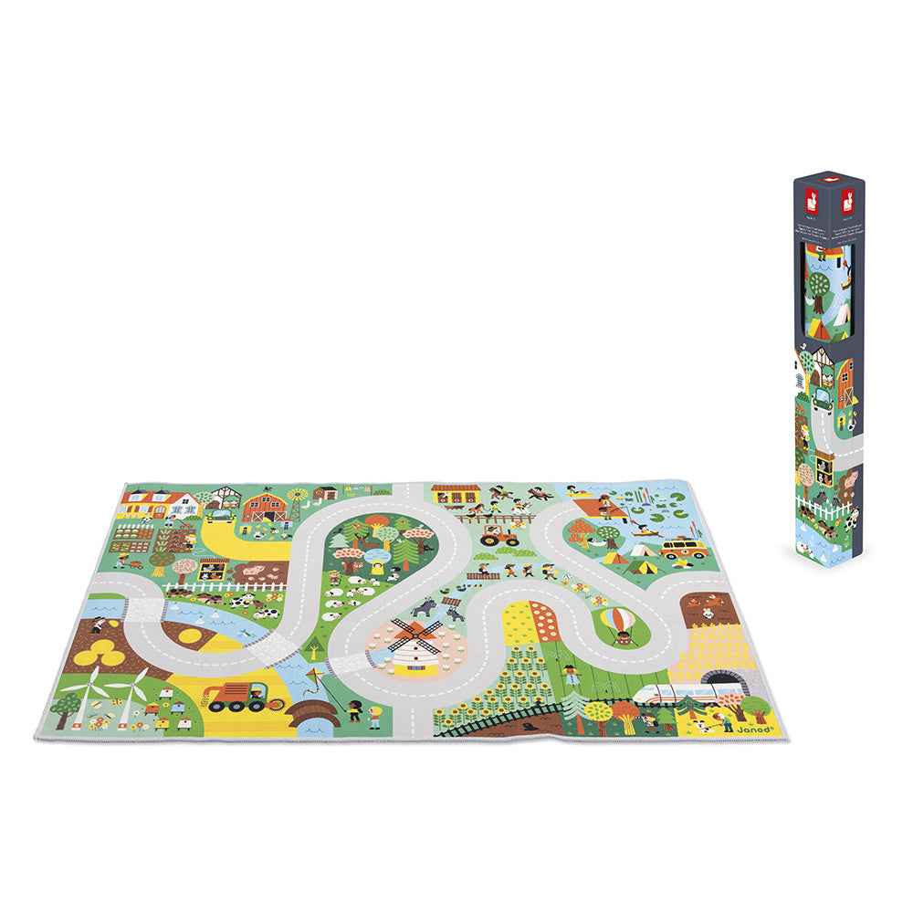Janod | Cross Roads - Countryside Play Mat with Circuit