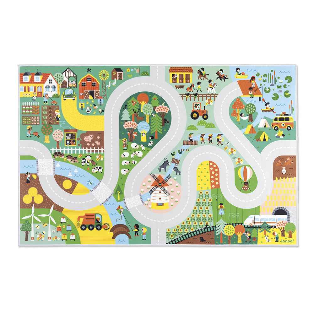 Janod | Cross Roads - Countryside Play Mat with Circuit