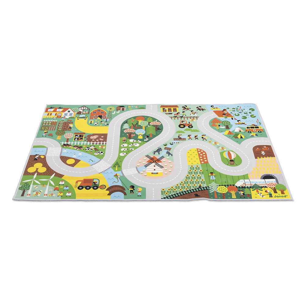 Janod | Cross Roads - Countryside Play Mat with Circuit