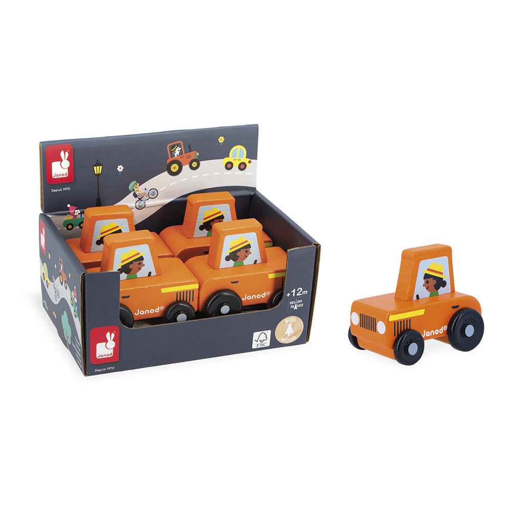 Janod | Cross Roads - Countryside Orange Wooden Tractor