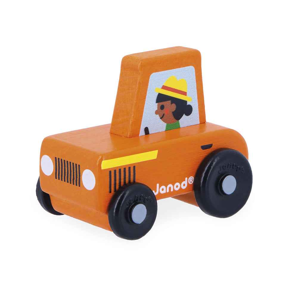 Janod | Cross Roads - Countryside Orange Wooden Tractor