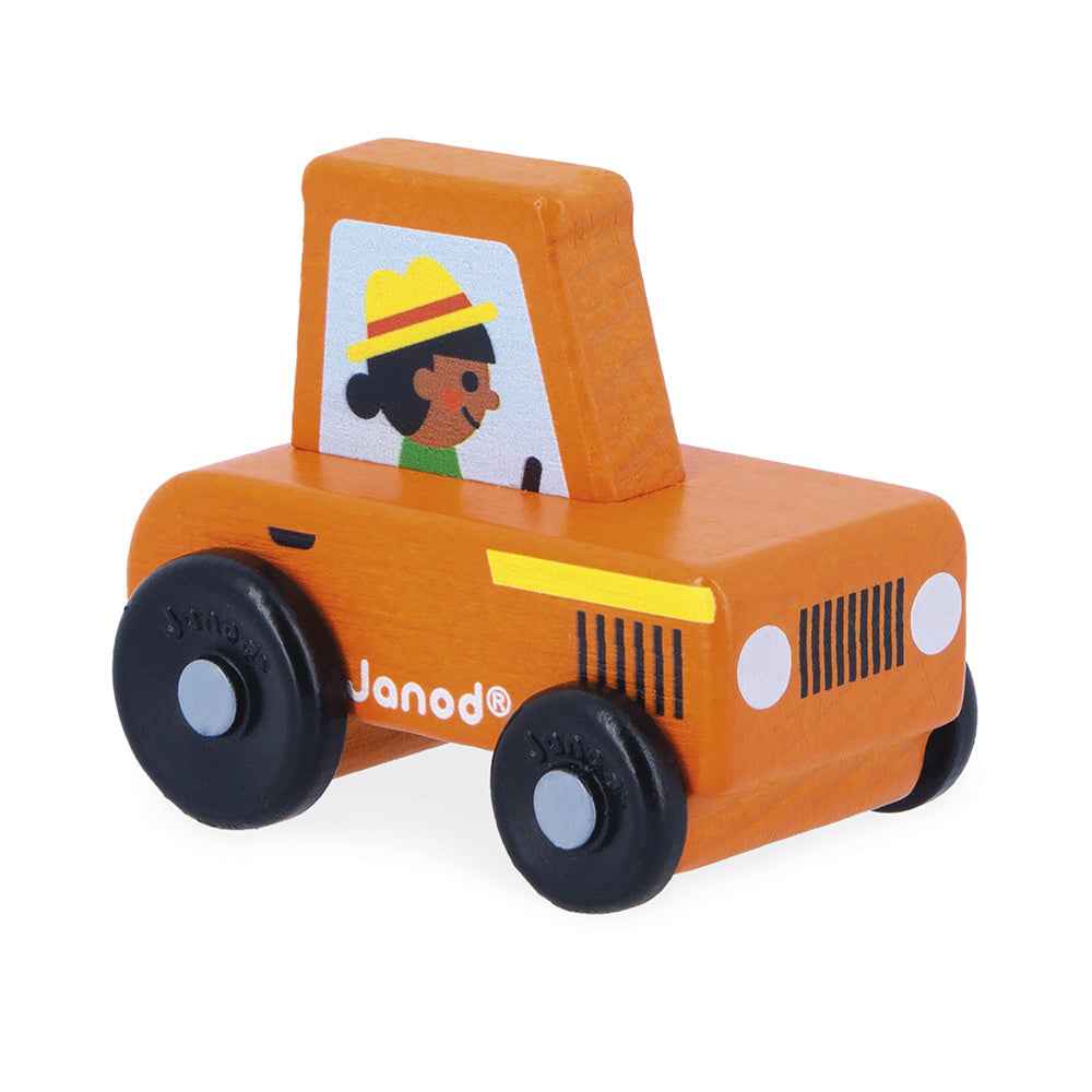 Janod | Cross Roads - Countryside Orange Wooden Tractor