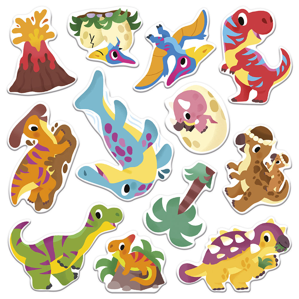 Janod | Creatieve Doos Met Dikke Repositioneerbare Dinosaurus Stickers - 2 Jaar Oud