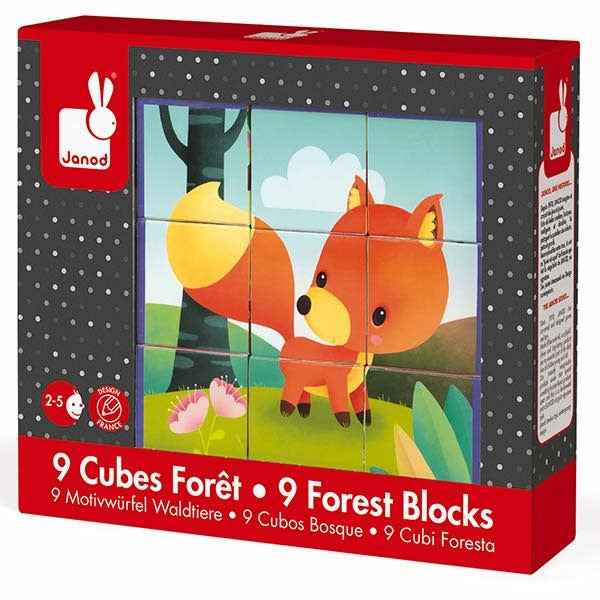 Janod - Block Puzzle - Kubkid - 9 Blocks - Forest Animals Ages 2+