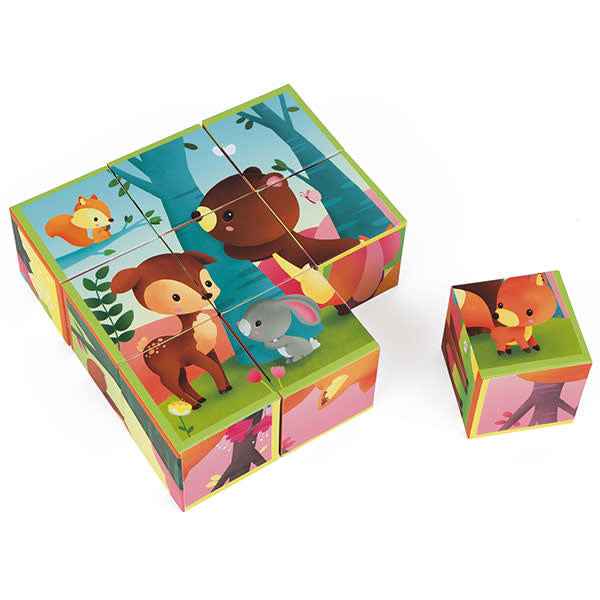 Janod - block puzzle - Kubkid - 9 blocks - forest animals ages 2+