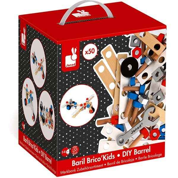 Janod - Brico Kids - Construction Toys - DIY 50-Piece Bucket Set +3 Years