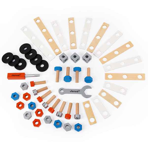 Janod - Brico Kids - Construction Toys - 50-Piece DIY Kit Ages 3+