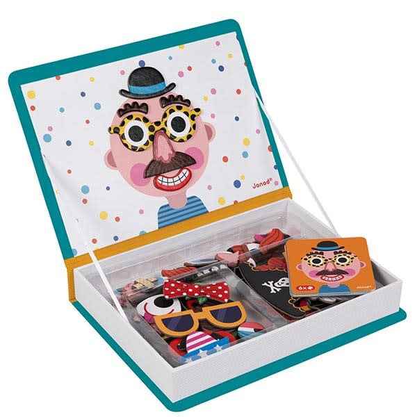 Janod - magneetboek gekke gezichten jongens - 82st 3-8jr
