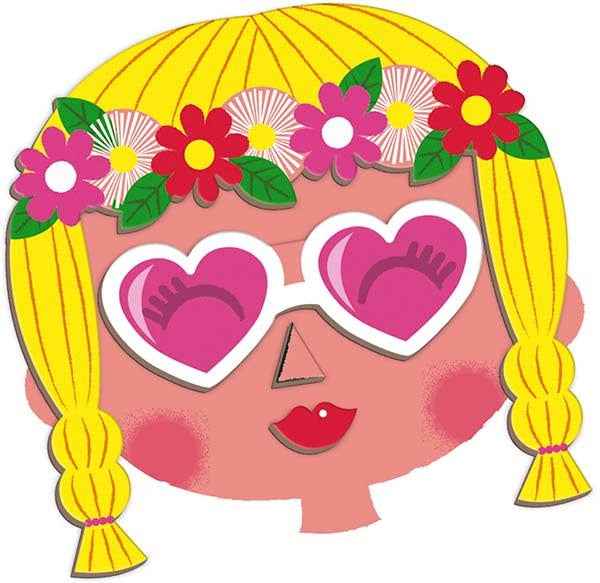 Janod - Silly Faces Magnetic Book for Girls - 65 Pieces, Ages 3-8