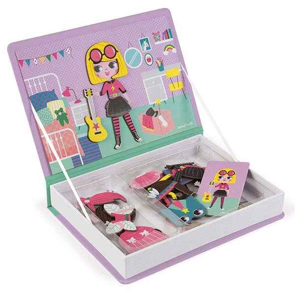Janod - magneetboek meisjes outfits - 54st 3-8jr
