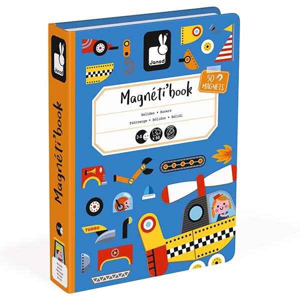 Janod - magneetboek Racers voertuigen - 68st 3-8jr