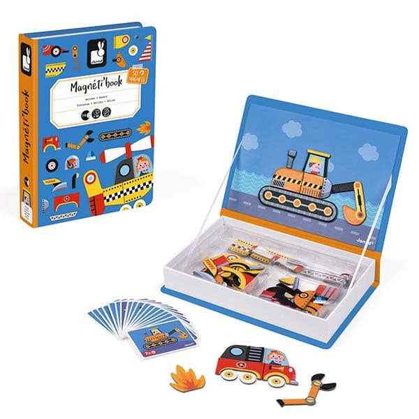 Janod - magneetboek Racers voertuigen - 68st 3-8jr