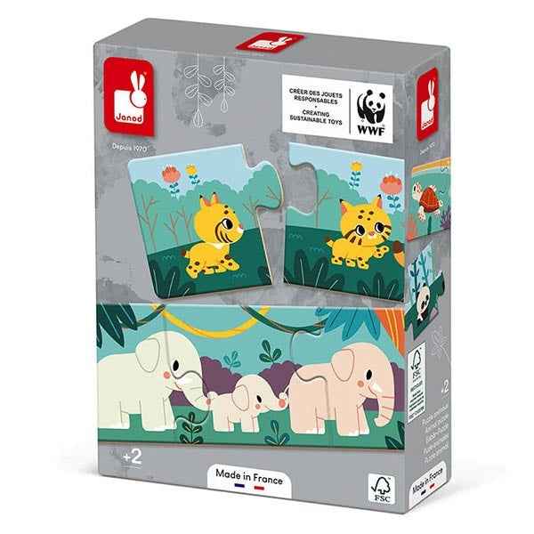 Janod puzzel dieren 10x 3 stukjes WWFÂ®