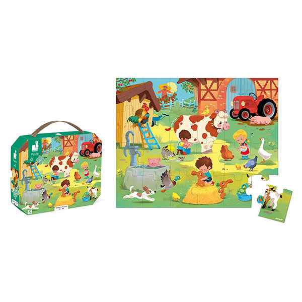 Janod puzzel een dag op de boerderij 24 stukjes
