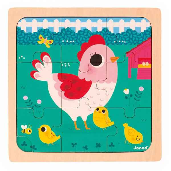 Janod puzzel kip Henriette 9 stukjes