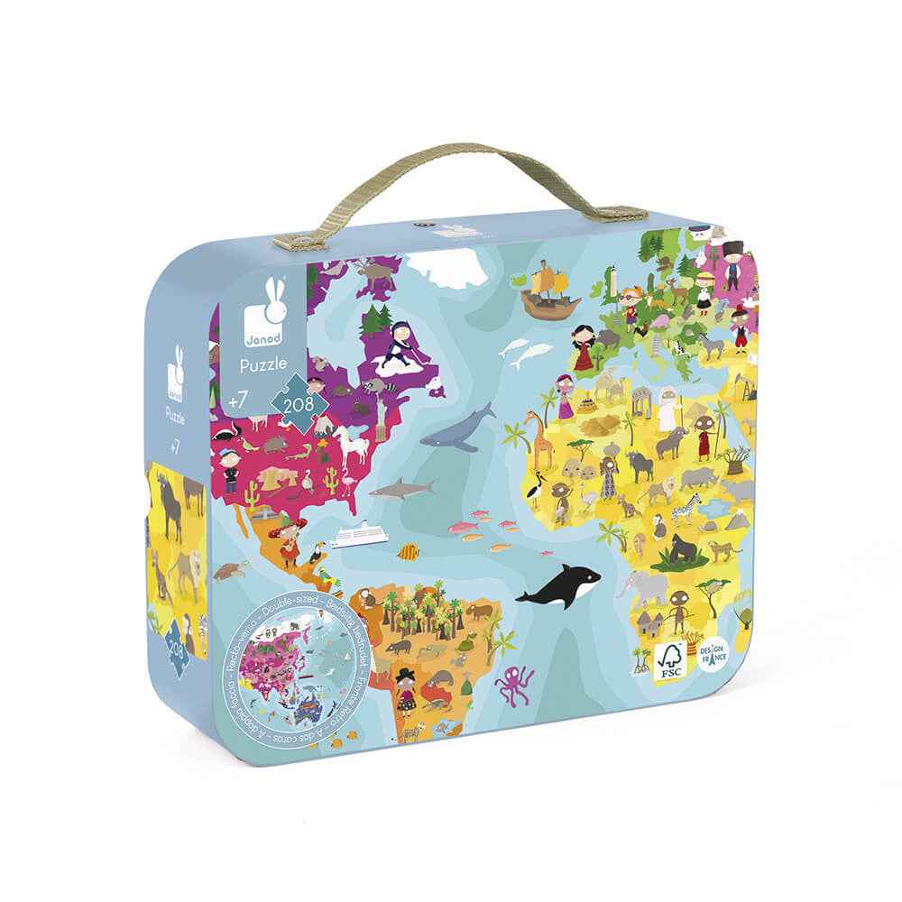 Janod 208-Piece World Map Jigsaw Puzzle
