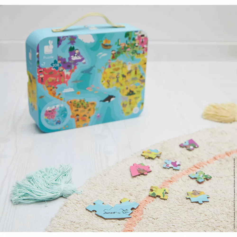 Janod 208-piece world map puzzle