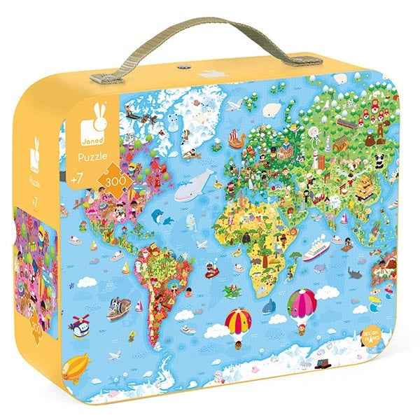 Janod - puzzle case - world map - 300 pieces - +6 years