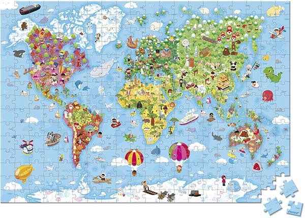 Janod - puzzle case - world map - 300 pieces - 6 years+