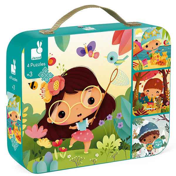 Janod The 4 Seasons Puzzles, 6, 9, 12 and 16-piece sets, Ages 3+