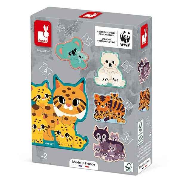 Janod Animal Puzzles 2-3-4-5-6 Pieces WWF®