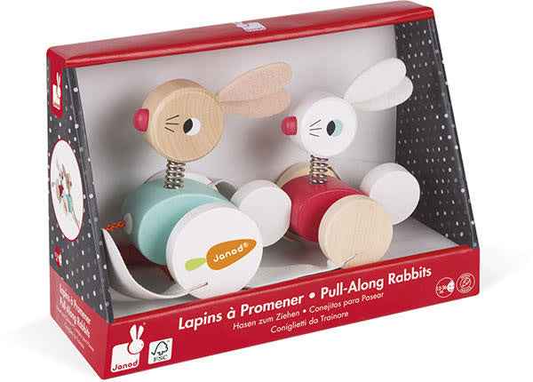 Janod - Pull Toy Rabbit Family - Zigolos