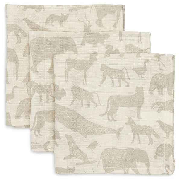 Jollein Waterproof Face Cloth Animals Nougat 3-pack