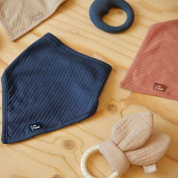 Jollein kwijlsjaaltje Basic stripe rosewood 2st