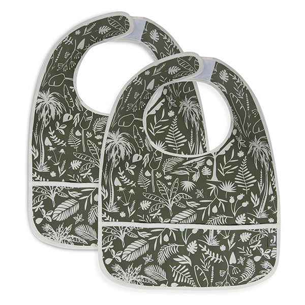 Jollein 2-Pack Waterproof Botanical Leaf Green Baby Bibs