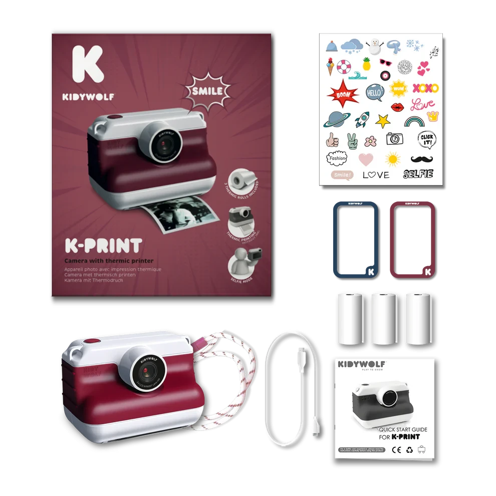 Kidywolf | K-Print Camera with Thermal Printer Bordeaux