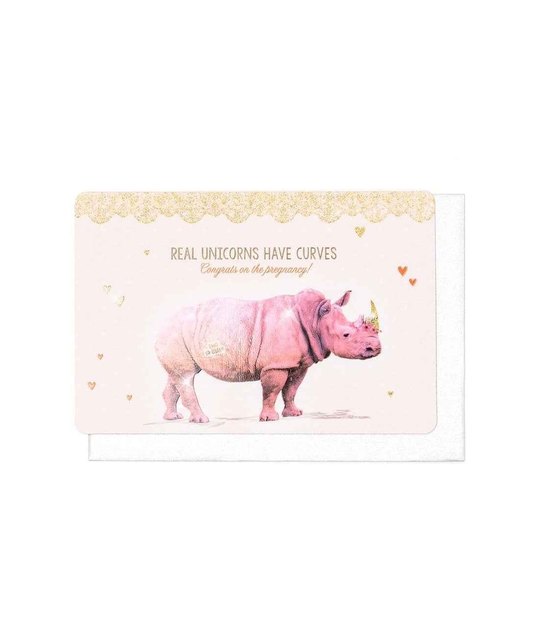 Greeting card - Real unicorns have curves - Congrats on your pregnancy - Enfant Terrible