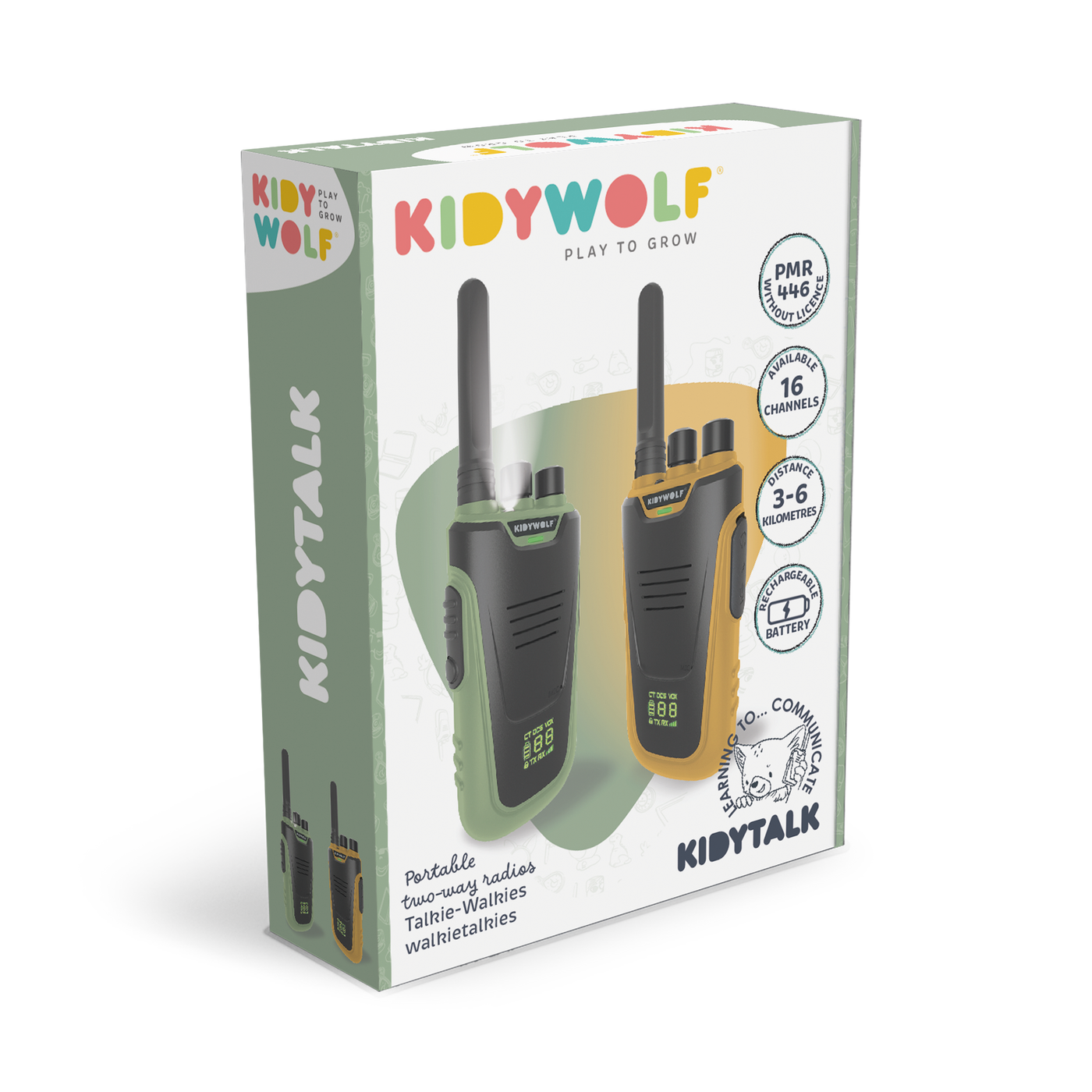 Kidywolf walkie talkie Kidytalk green-orange portofoon