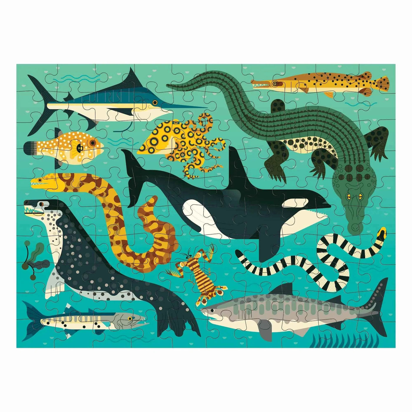Mudpuppy | Dubbelzijdige Puzzel Land & Zee Roofdieren 100 Stuks