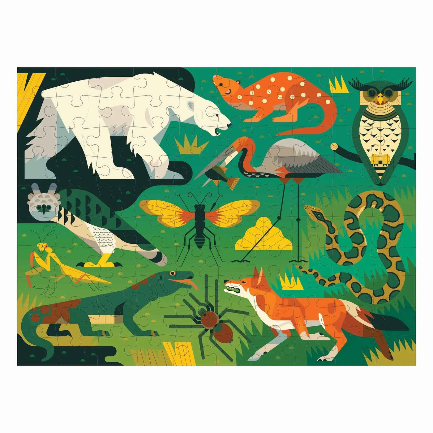 Mudpuppy | Dubbelzijdige Puzzel Land & Zee Roofdieren 100 Stuks