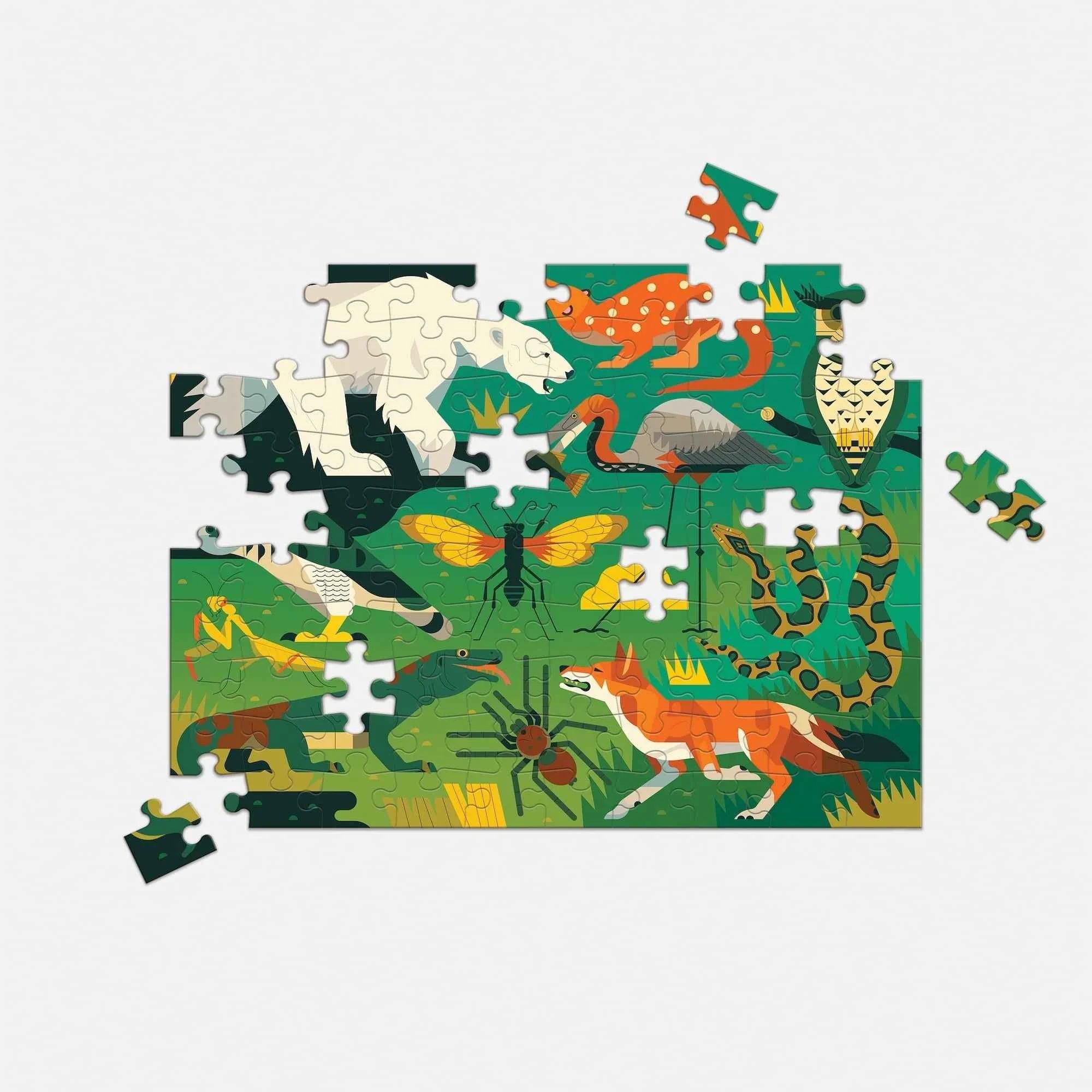 Mudpuppy | Dubbelzijdige Puzzel Land & Zee Roofdieren 100 Stuks