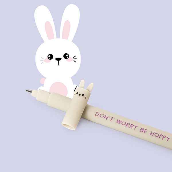 Legami | "Don't Worry Be Hoppy" Bunny Erasable Gel Pen - Erasable Pen