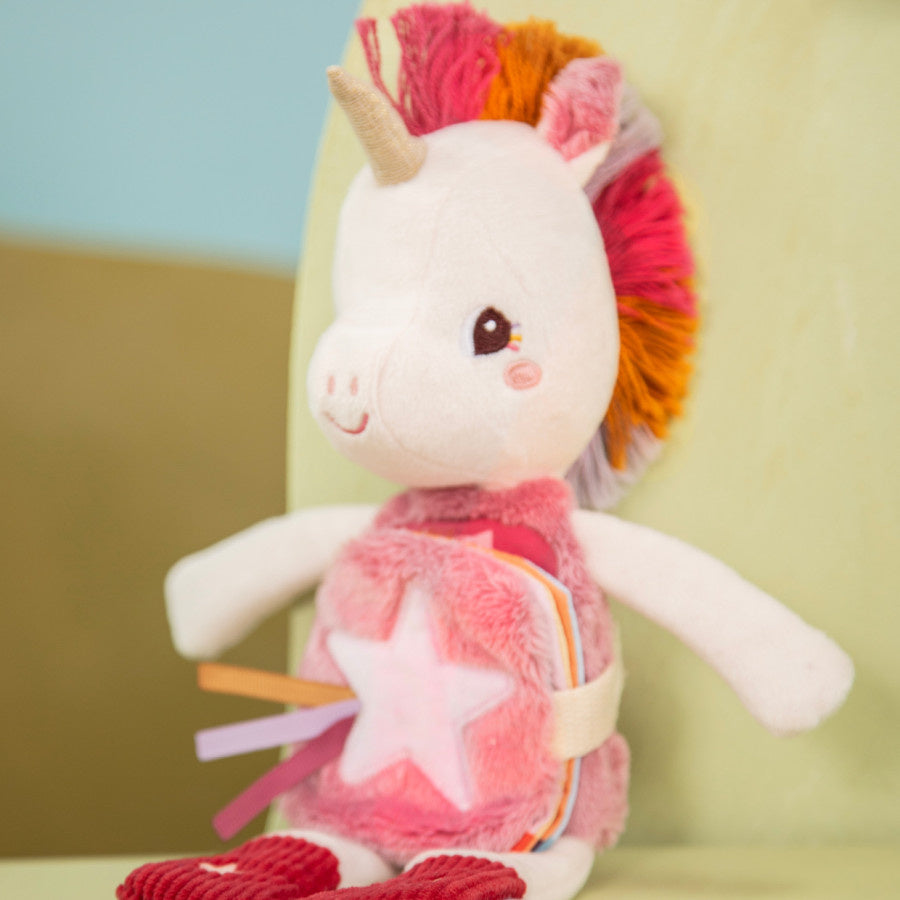 Lilliputiens | Lena de Eenhoorn Glow-In-The-Dark Pluche En Stoffen Boek