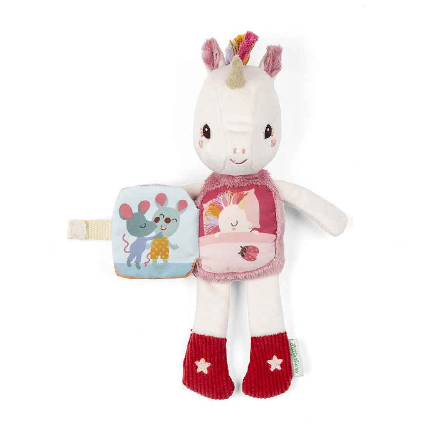 Lilliputiens | Lena the Unicorn Glow-in-the-Dark Plush and Soft Cloth Book