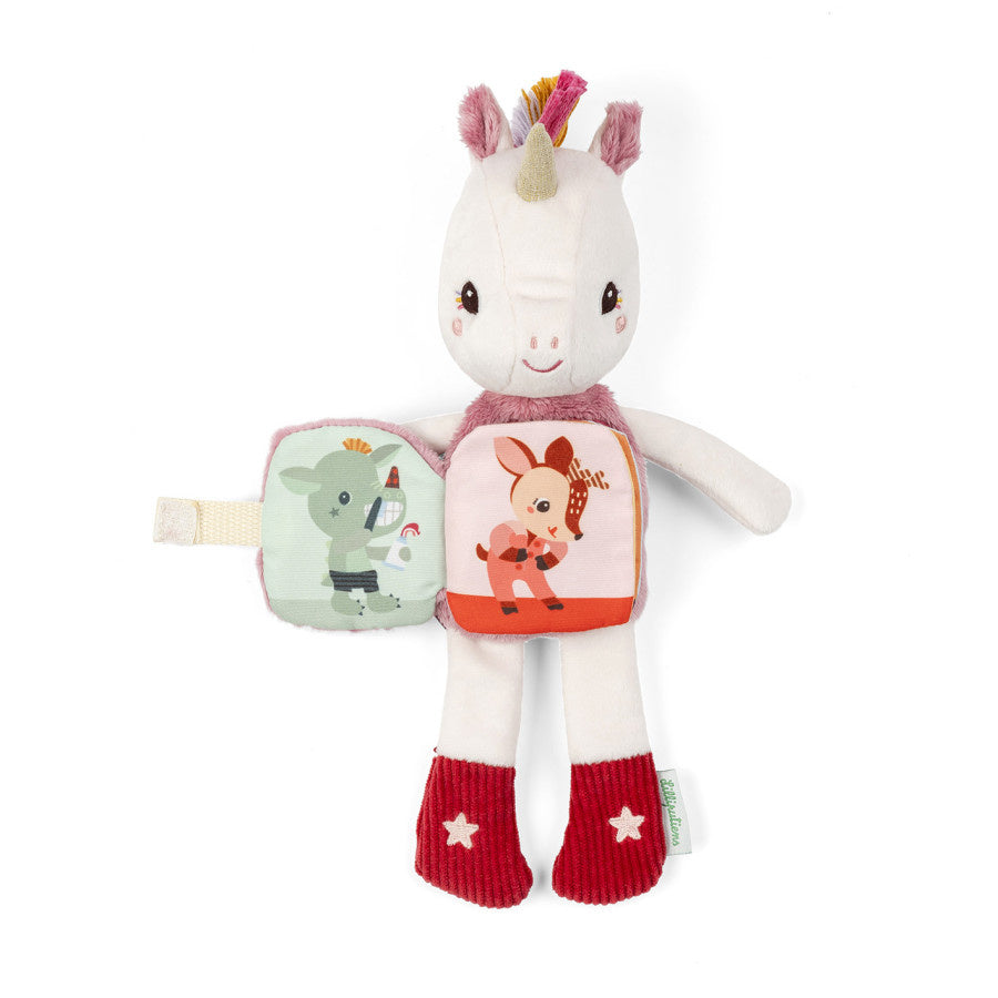 Lilliputiens | Lena de Eenhoorn Glow-In-The-Dark Pluche En Stoffen Boek