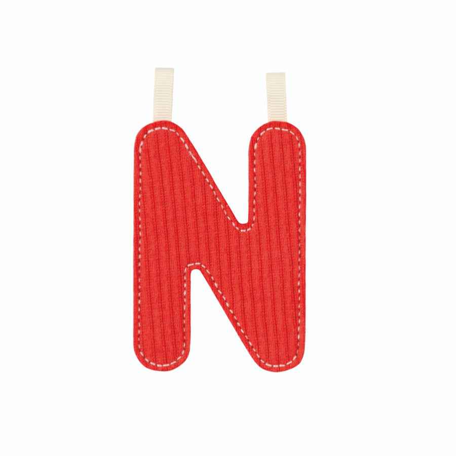 Lilliputiens | Letter N in Red Phosphorescent Fabric