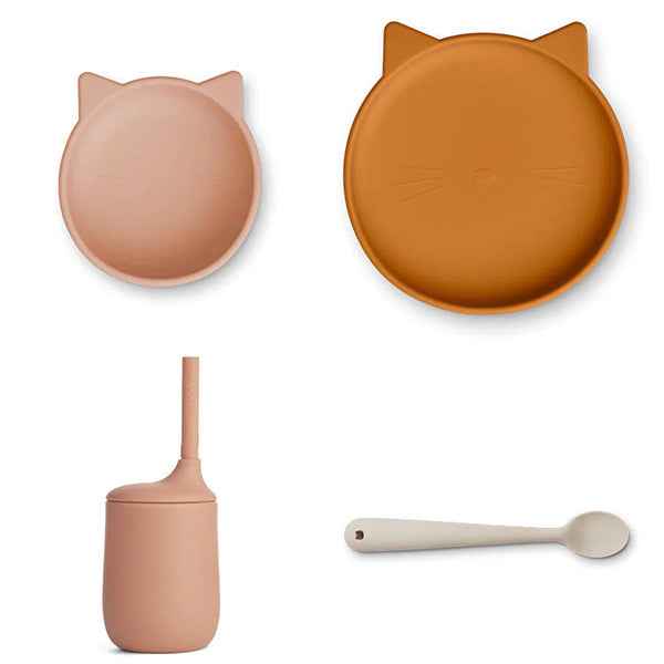 Liewood Cathy Cat dinner set, pale tuscany multi mix