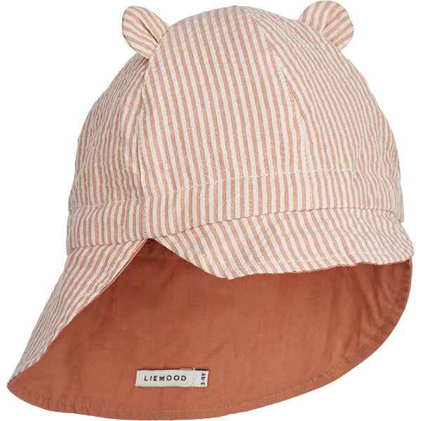Liewood Gorm Reversible Seersucker Sun Hat Stripe Tuscany Rose / Sandy
