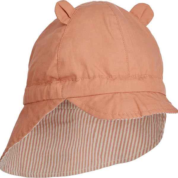 Liewood Gorm Reversible Seersucker Sun Hat Stripe Tuscany Rose / Sandy