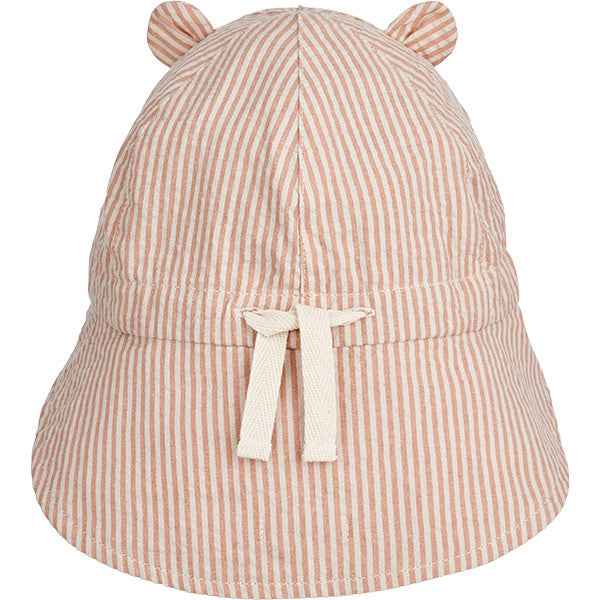 Liewood Gorm Reversible Seersucker Sun Hat Stripe Tuscany rose / Sandy
